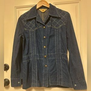 Vintage 1970’s Lady Lee Quilted Denim Jacket Shacket Made In USA